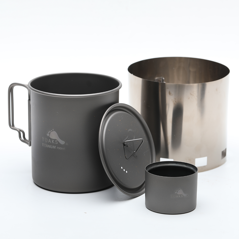 Toaks Windscreen Stand, Alcohol stove and Pot-750 Combo