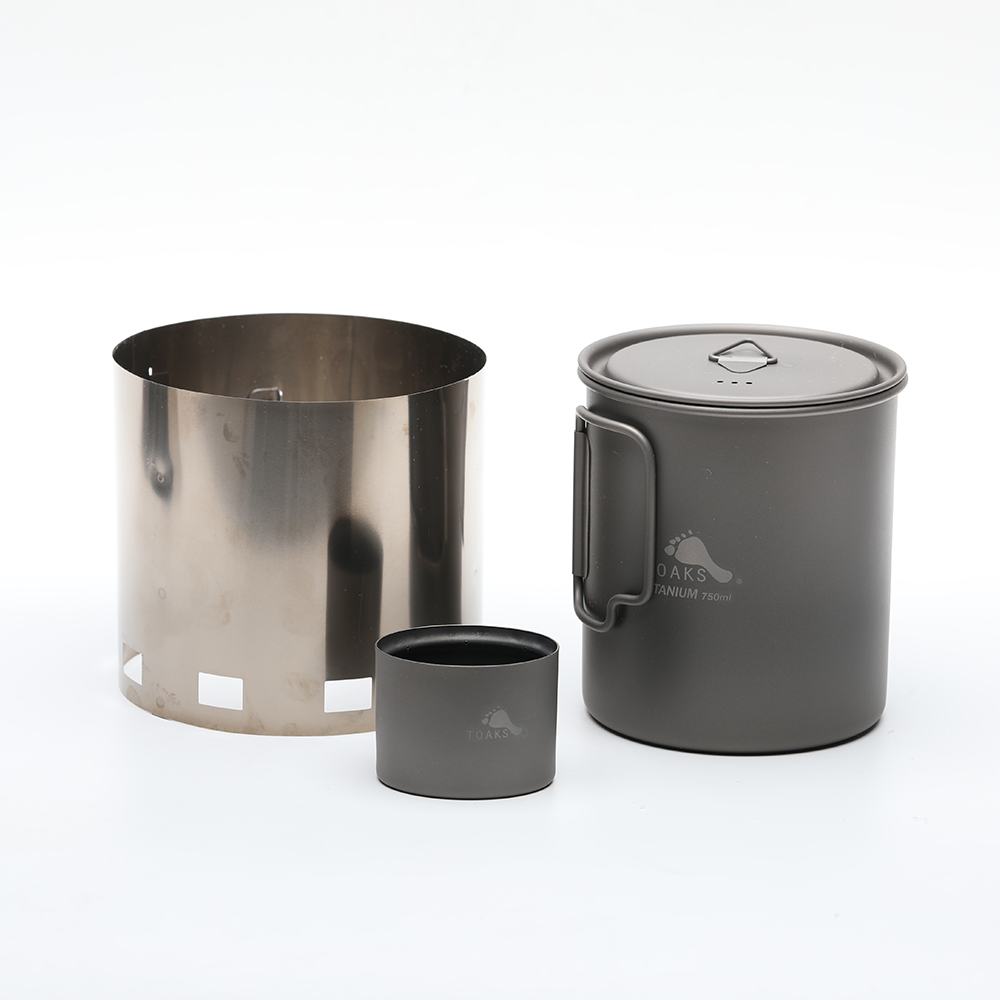 Toaks Windscreen Stand, Alcohol stove and Pot-750 Combo