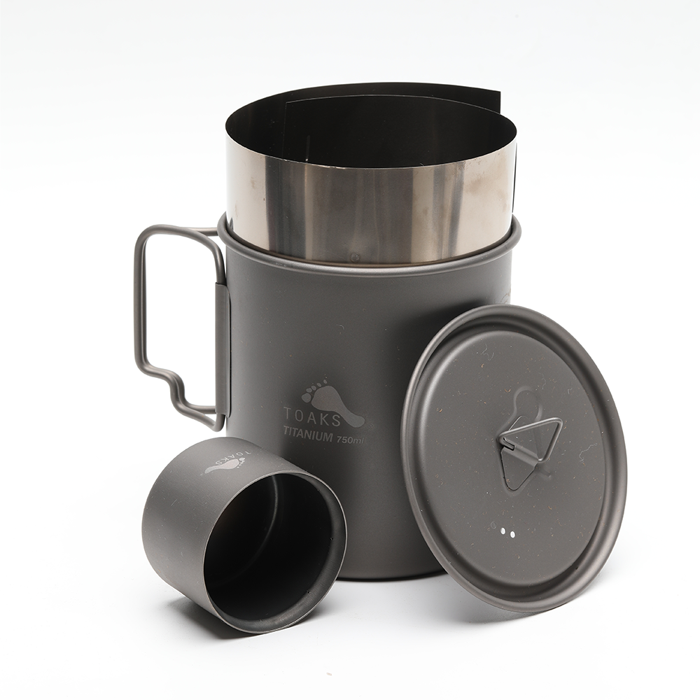 Toaks Windscreen Stand, Alcohol stove and Pot-750 Combo