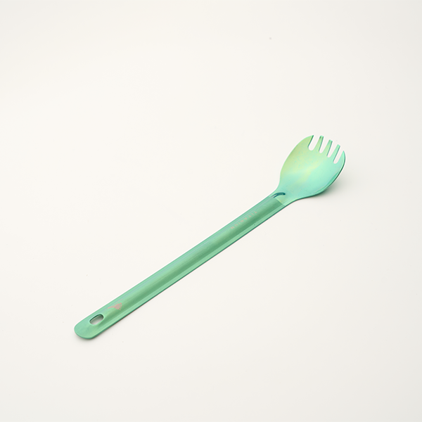 TOAKS Titanium Long Handle Spork with Polished Bowl